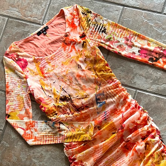 ⭐️BOGO FREE⭐️ YEST Mesh Lined Floral dress with Ruched sides Y2K Like New sz 6 - Picture 5 of 10